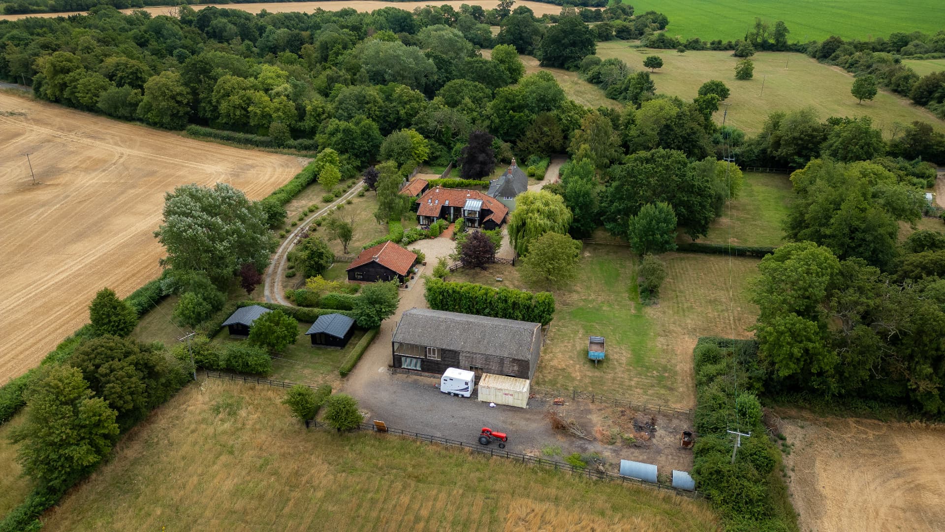 Potash Barns, Brundish (drone view of the barns and grounds)